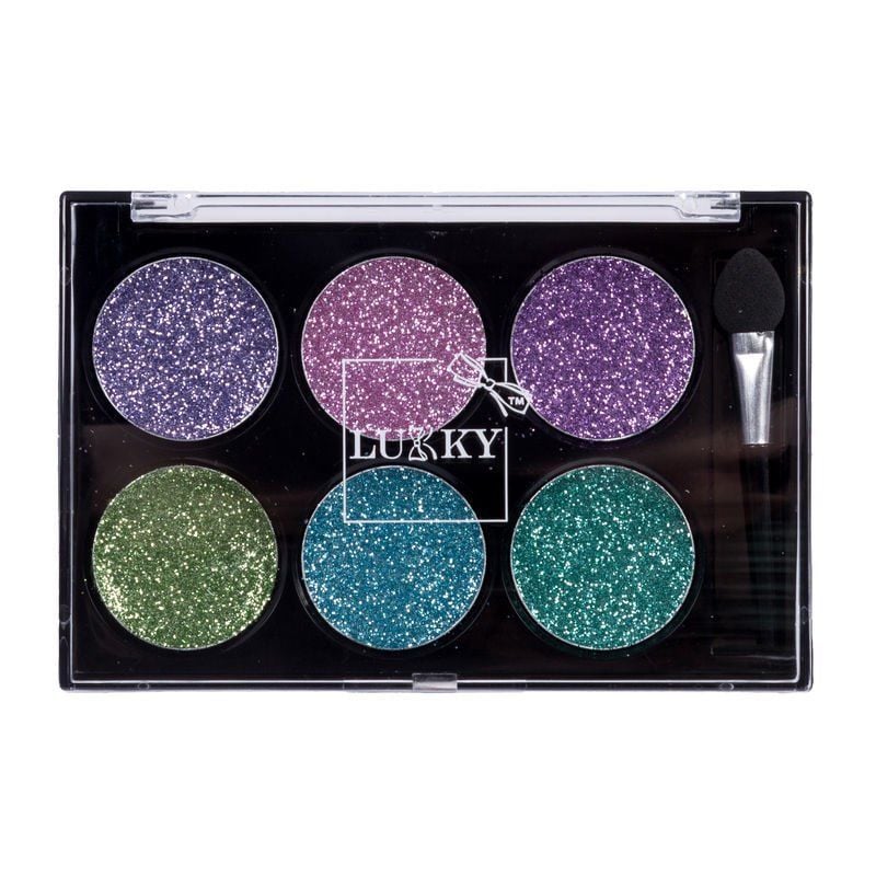 LUKKY 6 COLOR SHINY EYESHADOW PALETTE AND BRUSH