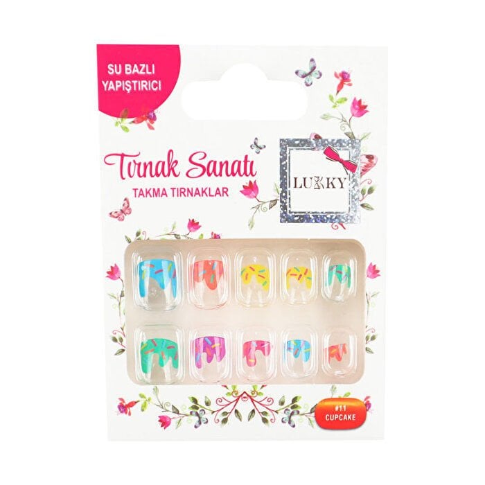 Cupcake Baskılı Yapışkanlı Takma Tırnak Seti