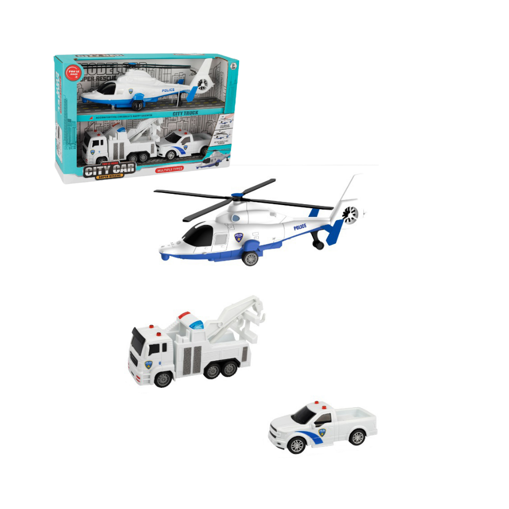 City Car Helicopter and Rescue Vehicle Triple Set