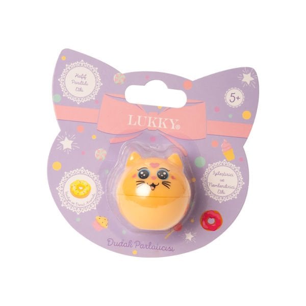 Lukky Kedi Şekilli Simli Sarı Dudak Kremi