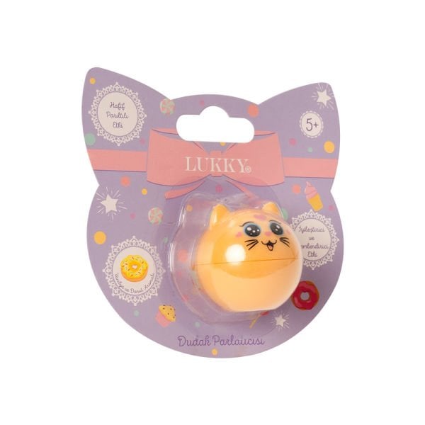 Lukky Kedi Şekilli Simli Sarı Dudak Kremi