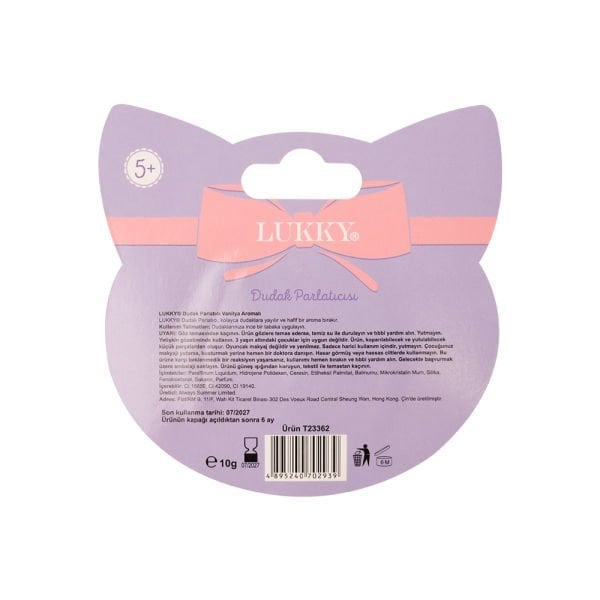Lukky Kedi Şekilli Simli Sarı Dudak Kremi