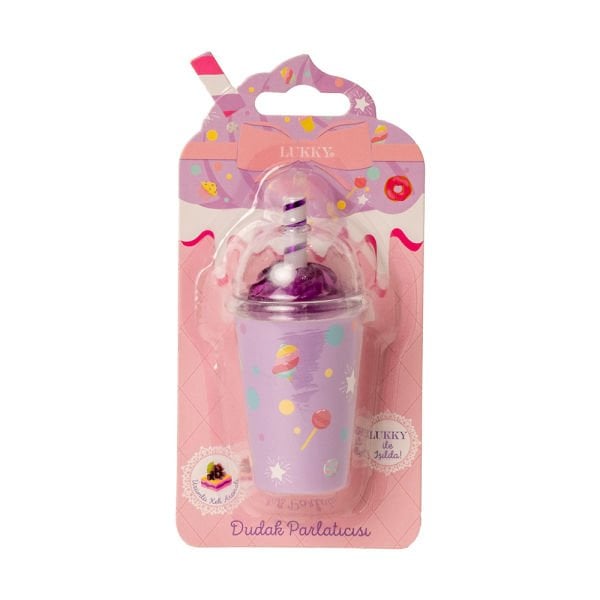 Lukky Cupcake Desenli Üzüm Aromalı Simli Dudak Parlatıcısı