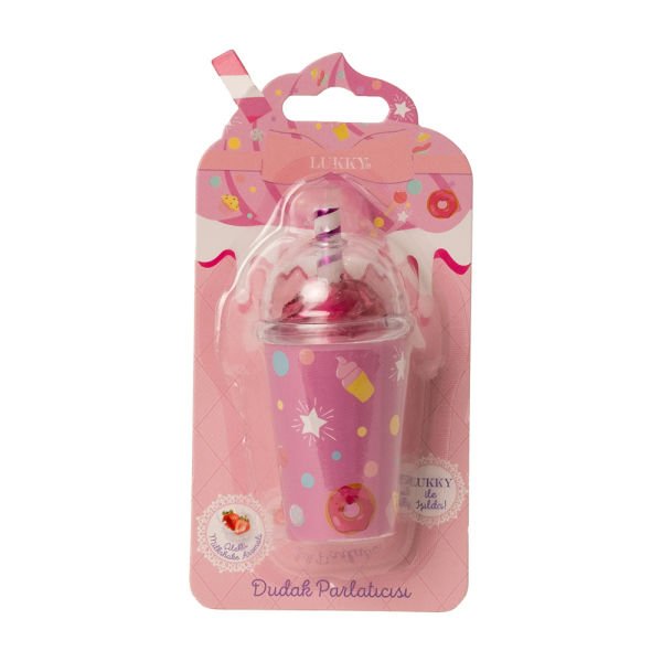 Lukky Cupcake Desenli Çilek Aromalı Simli Dudak Parlatıcısı