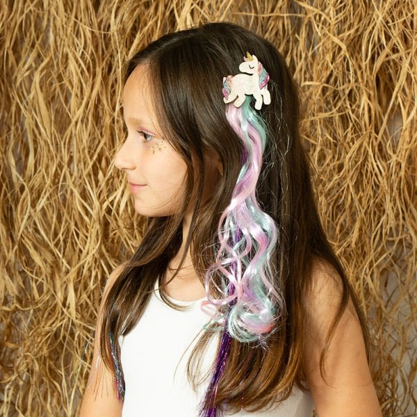 Lukky Unicorn Klipsli Mavi/Pembe 35 cm Saç Tokası