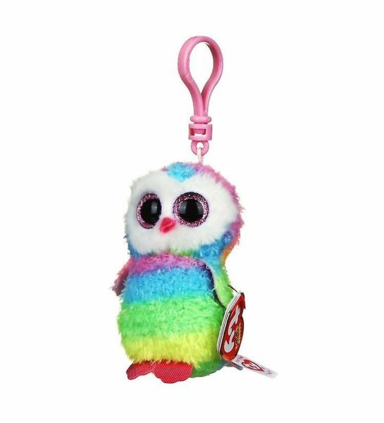 TY Beanie Boos Rengarenk Baykuş Owen Peluş Anahtarlık 12 cm.