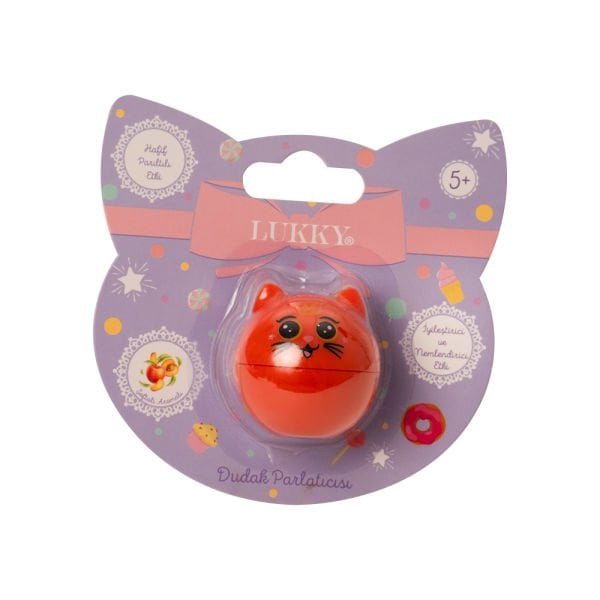 Lukky Kedi Şekilli Simli Pembe Dudak Kremi