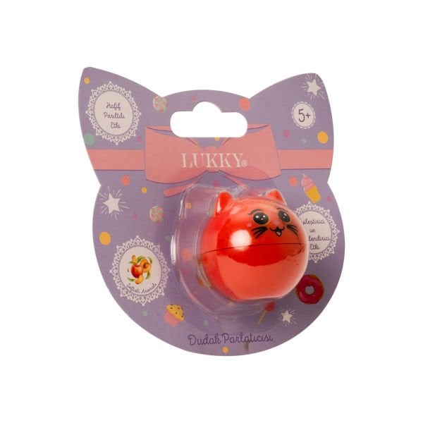 Lukky Kedi Şekilli Simli Pembe Dudak Kremi