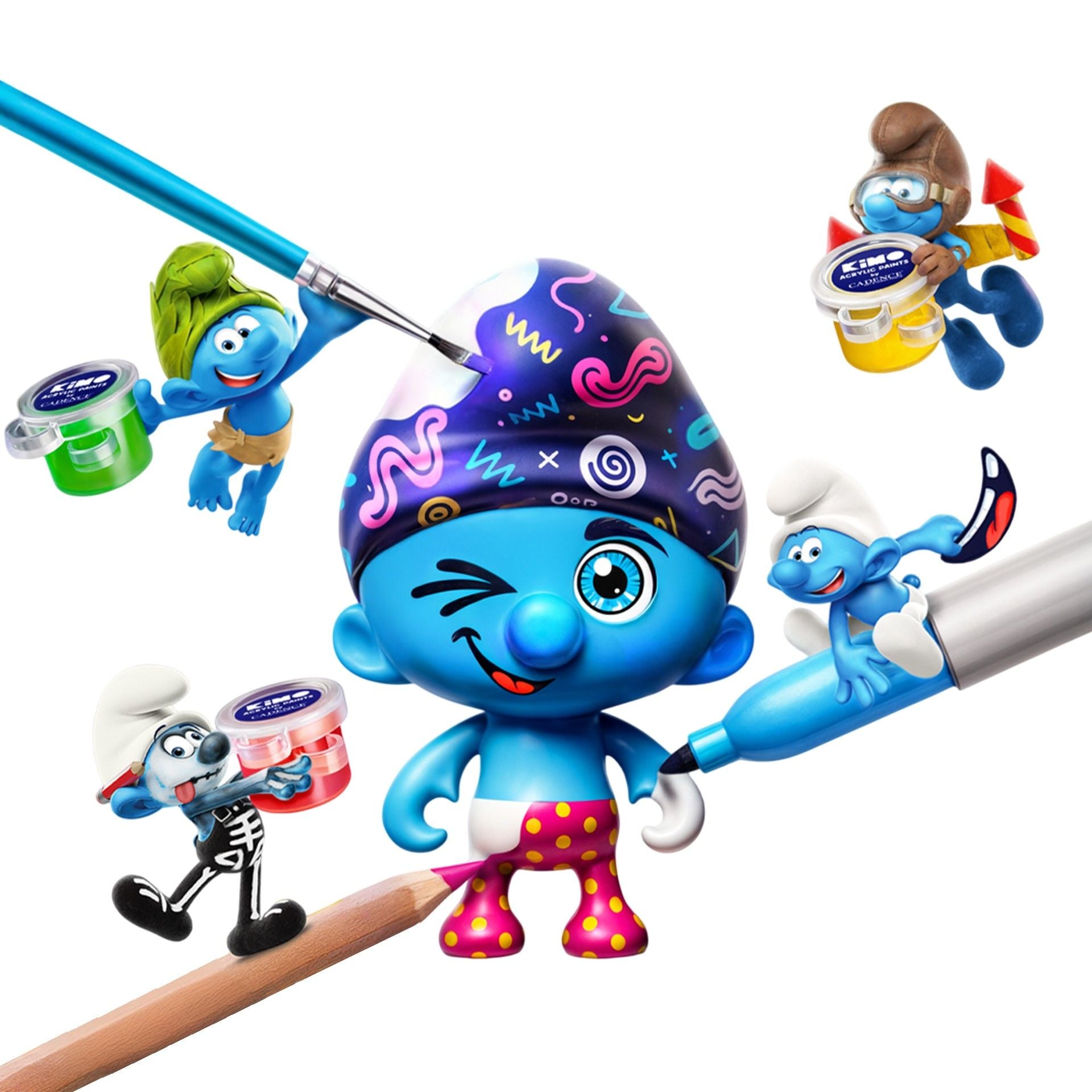 Kimo Şirinler Figür Tasarım Seti (Çiz-Boya-Yapıştır)