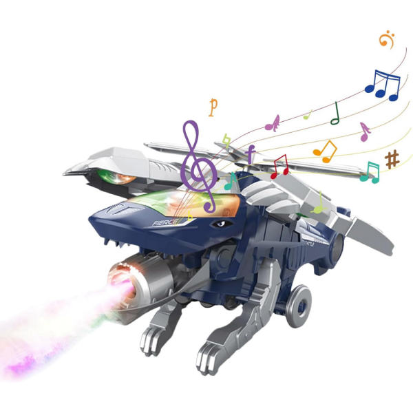 Dinozora Dönüşen Işıklı ve Sesli Helikopter
