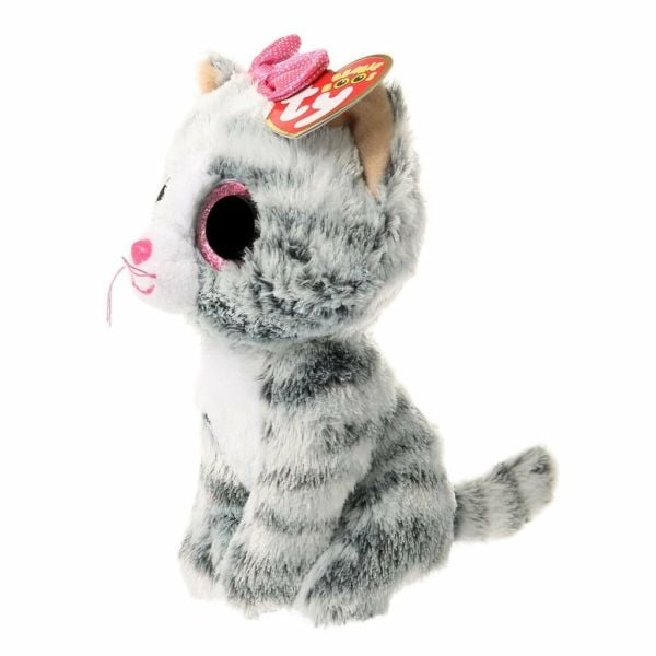 TY Beanie Boos Gri Çizgili Kedi Kiki Peluş 15 cm.