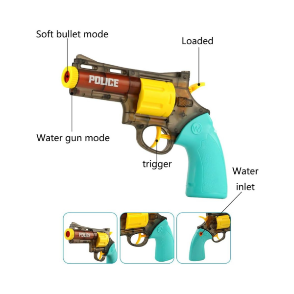 2-in-1 Dart-Firing Revolver Water Gun