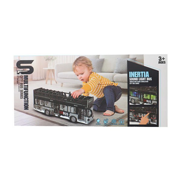 30 cm Sür Gitsin Üstü Açık Sesli ve Müzikli Otobüs