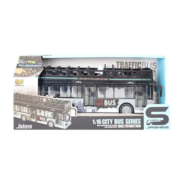 30 cm Sür Gitsin Üstü Açık Sesli ve Müzikli Otobüs