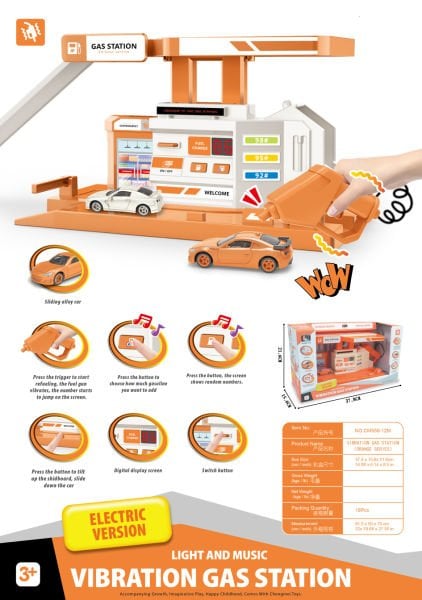 Die-Cast Turuncu Benzin İstasyonu Seti