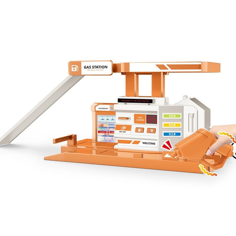 Die-Cast Turuncu Benzin İstasyonu Seti