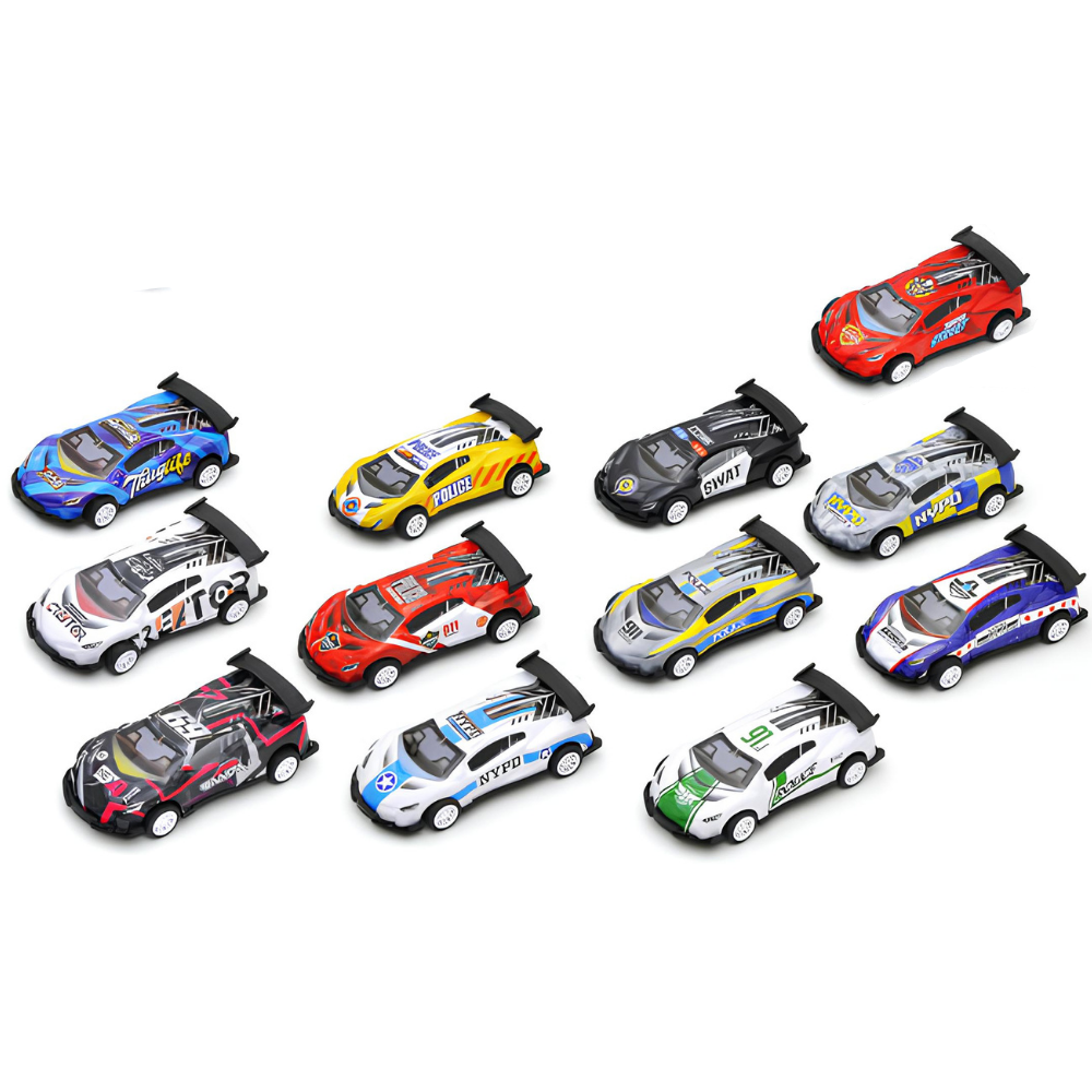 12'li Fırlatmalı Çek Bırak Yarış Arabaları Seti