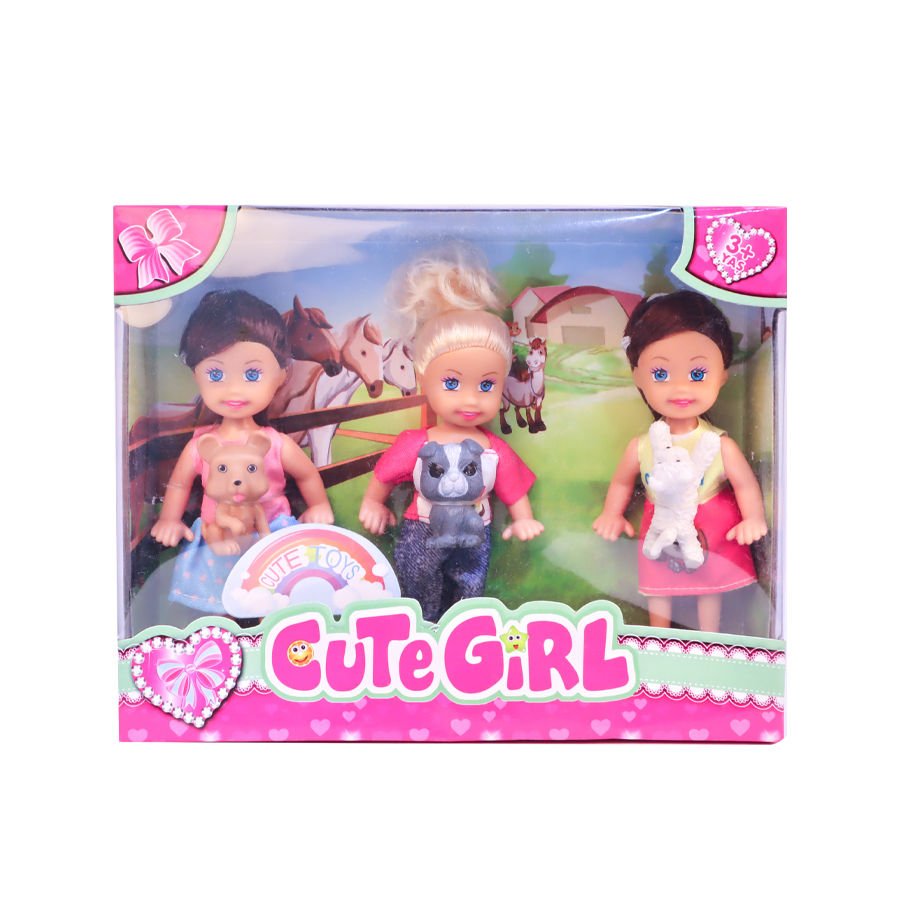 Sevimli Bebekler ve Evcil Hayvanları 3lü Set