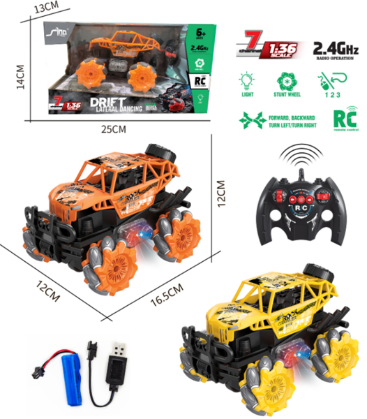 1:36 Uzaktan Kumandalı Drift Car - Turuncu & Sarı
