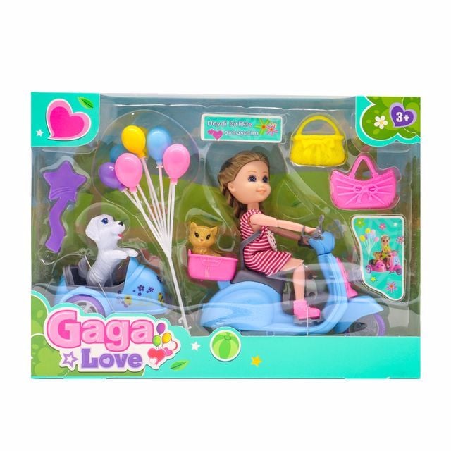 Gaga Love ve Köpeği Motosiklet Gezisi Mavi