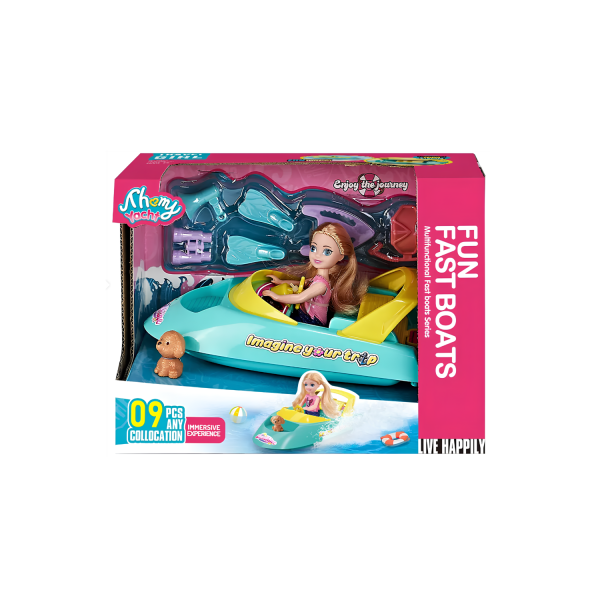 9 Parça Mini Moda Bebek ve Sürat Teknesi