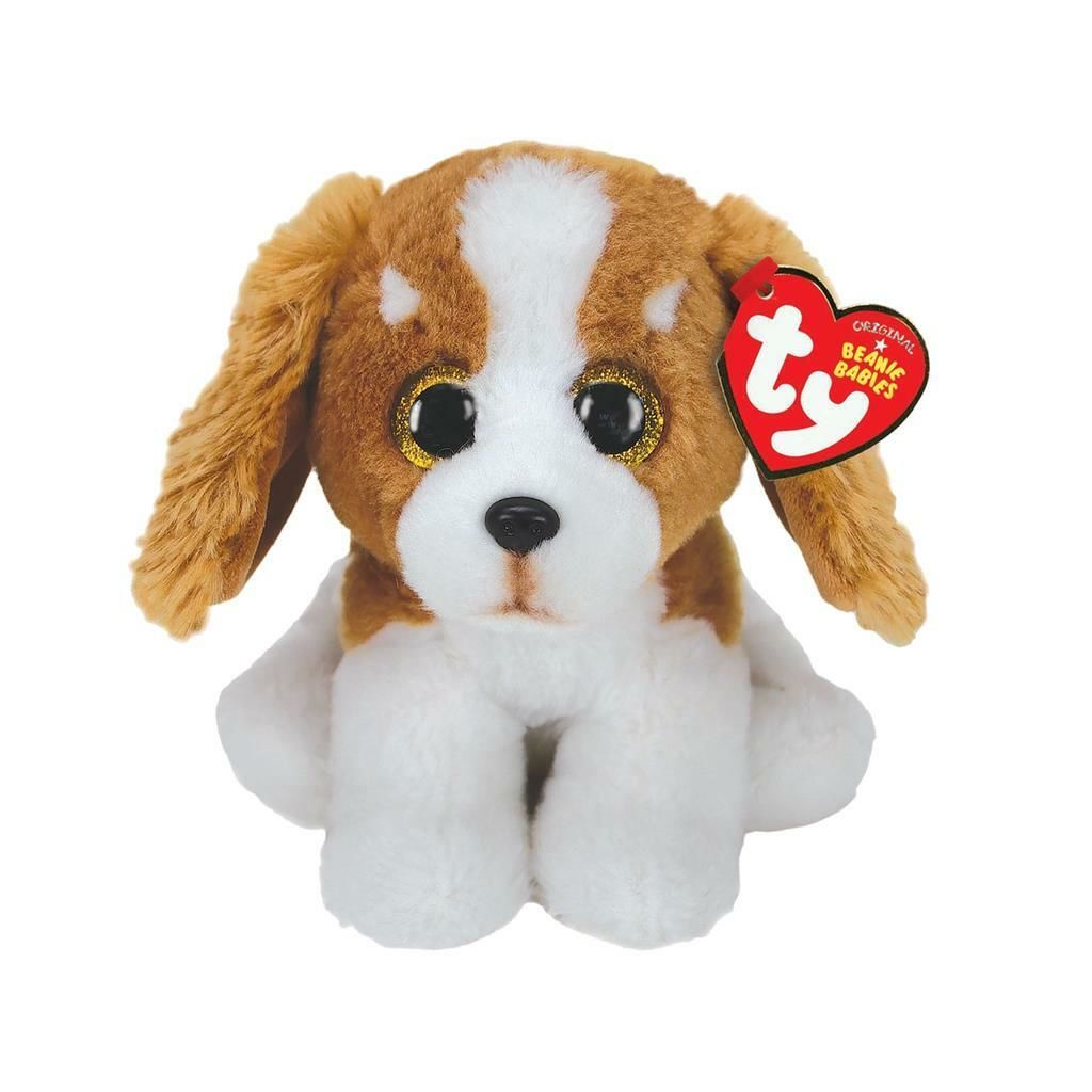 TY Beanie Babies Kahverengi Beyaz Köpek Barker Peluş 20 cm.