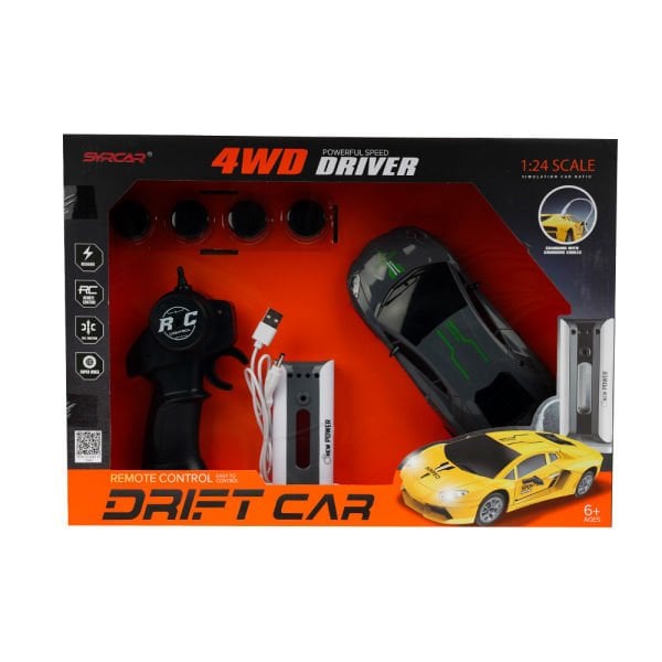 1:24 Uzaktan Kumandalı Sport Drift Car - Gri & Sarı