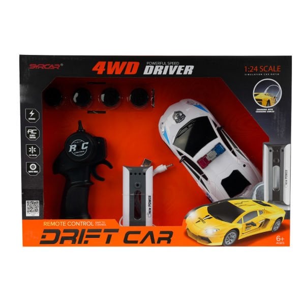 1:24 Uzaktan Kumandalı Sport Drift Car - Siyah & Beyaz