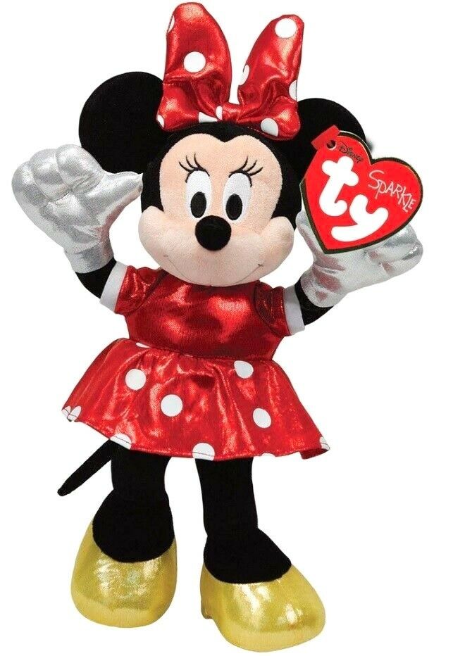 TY Sparkle Sesli Kırmızı Elbiseli Minnie Mouse Peluş 20 cm.