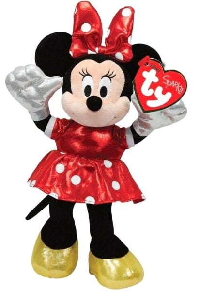 TY Sparkle Sesli Kırmızı Elbiseli Minnie Mouse Peluş 20 cm.