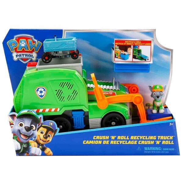 Paw Patrol Rocky ve Crush N Roll Geri Dönüşüm Aracı