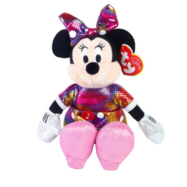 TY Sparkle Sesli Parlak Gökkuşağı Elbiseli Minnie Mouse Peluş 20 cm.
