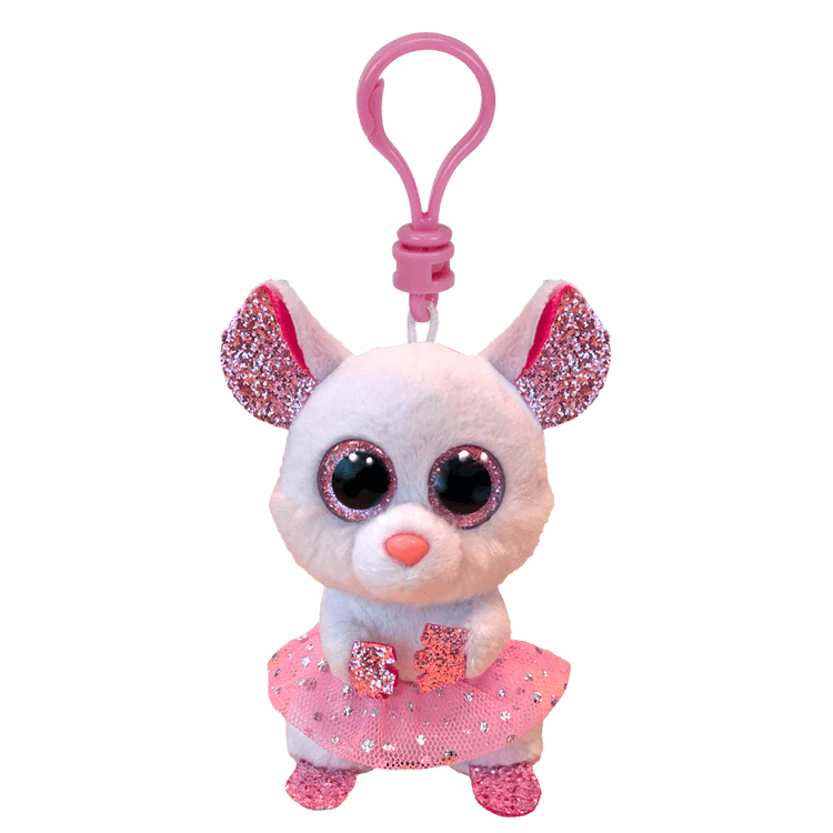 TY Beanie Boos Beyaz Balerin Beyaz Fare Nina Peluş Anahtarlık 12 cm.