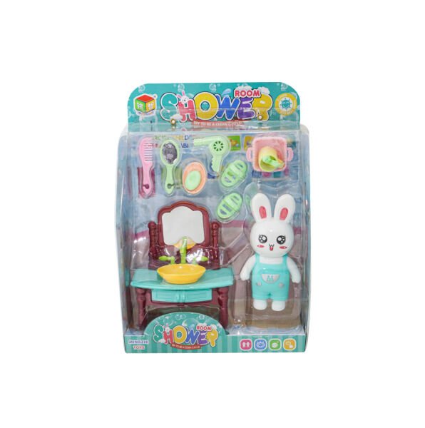 Minik Tavşan Banyoda Oyun ve Aksesuarlı Lavabo Seti (3 Asorti)