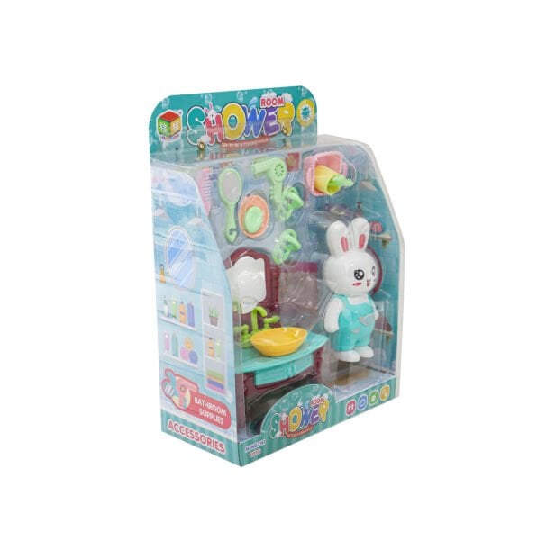 Minik Tavşan Banyoda Oyun ve Aksesuarlı Lavabo Seti (3 Asorti)