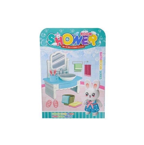 Minik Tavşan Banyoda Oyun ve Aksesuarlı Lavabo Seti (3 Asorti)