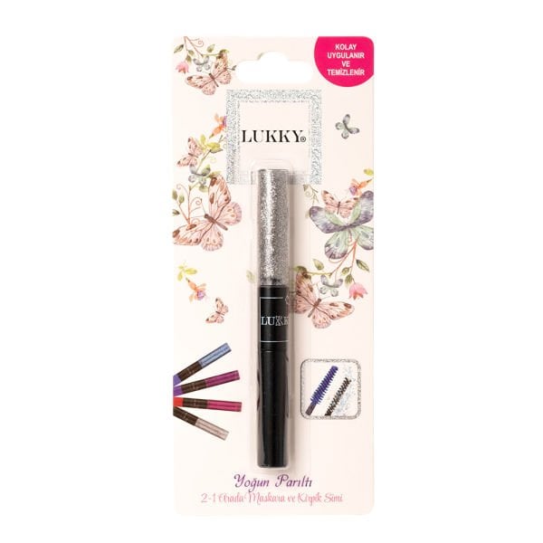 Lukky 2'si 1 Arada Gümüş Maskara ve Kirpikler Simi