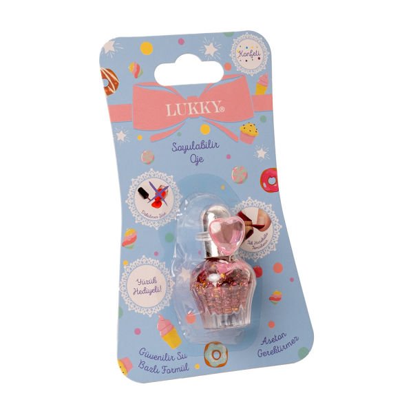 Lukky Confetti Serisi Su Bazlı Parlak Pembe Soyulabilir Oje