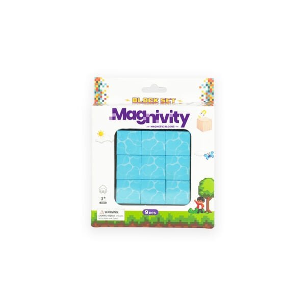 9 Parça Su Desenli Manyetik Bloklar