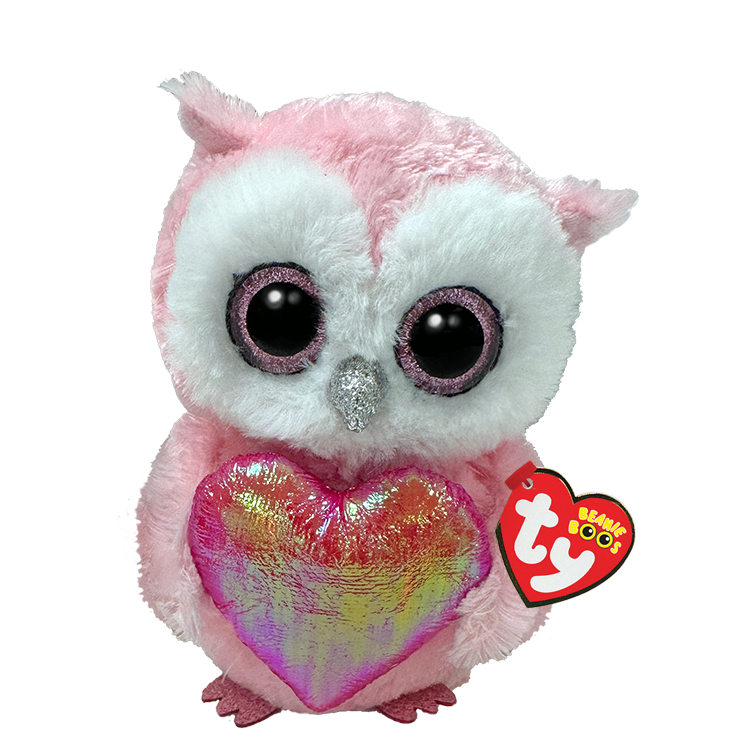 TY Beanie Boos Kalpli Pembe Baykuş Whisper 15 cm.