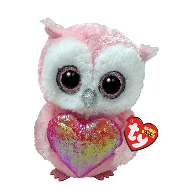 TY Beanie Boos Kalpli Pembe Baykuş Whisper 15 cm.