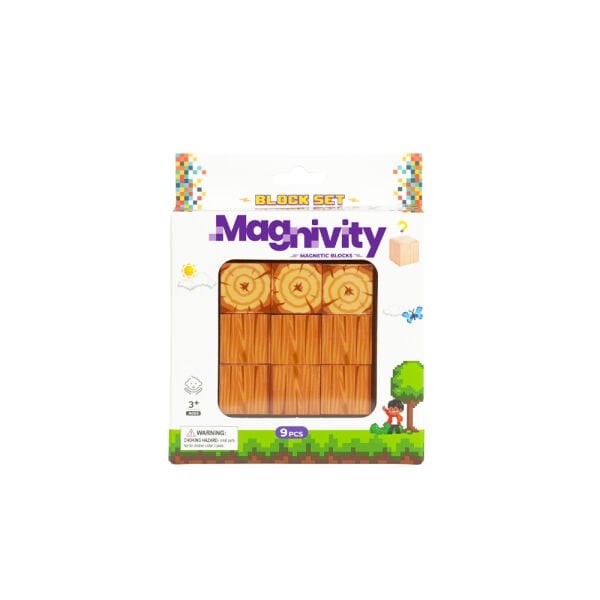 9 Parça Ağaç Desenli Manyetik Bloklar