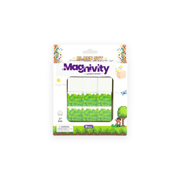 9 Parça Karlı Çimen Desenli Manyetik Bloklar