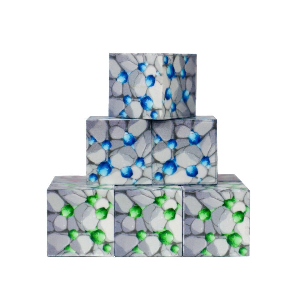 9 Parça Zümrüt, Kızıltaş ve Elmas Desenli Manyetik Bloklar