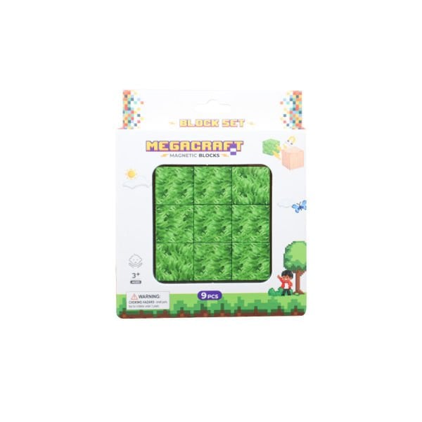 9 Pieces Grass Patterned Magnetic Blocks