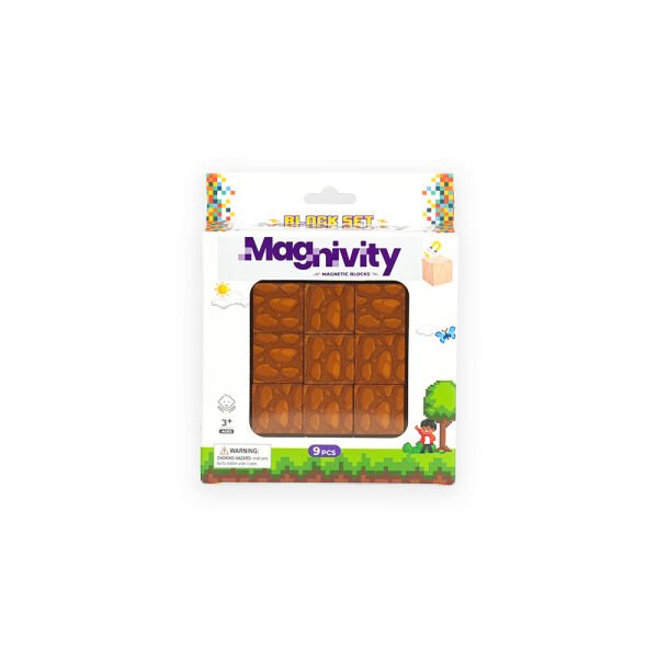 9 Parça Ahşap Desenli Manyetik Bloklar