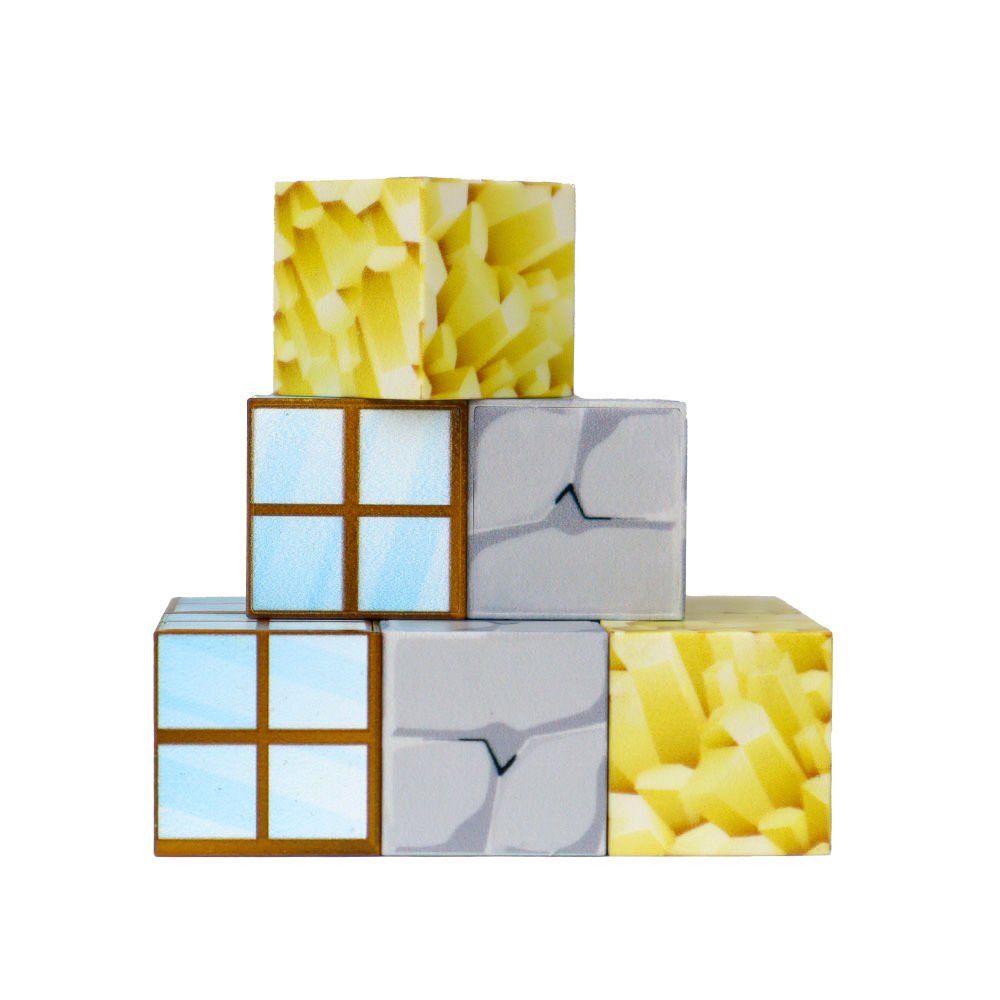 9 Parça Pencere, Kaya ve Altın Desenli Manyetik Bloklar