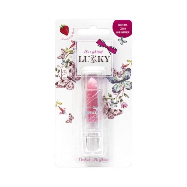 Lukky Çilek Aromalı Pembe Simli Ruj