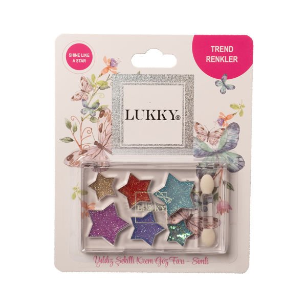 Lukky 6 Renkli Yıldız Şekilli Parıltılı Göz Farı Paleti ve Fırçası