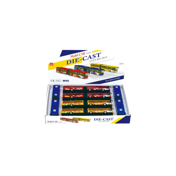 Die-Cast City Big Bus Sür Gitsin Körüklü Otobüs (3 Asorti)